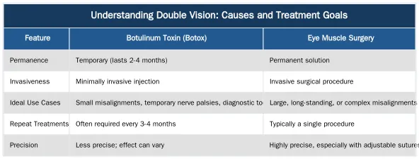 Understanding Double Vision: Causes and Treatment Goals — Comparing Botox Injections vs. Eye Muscle Surgery for Double Vision