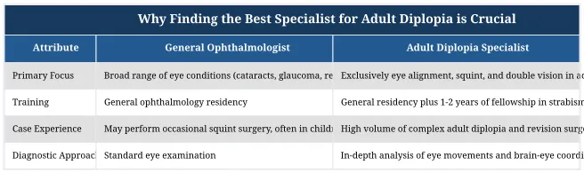 Why Finding the Best Specialist for Adult Diplopia is Crucial