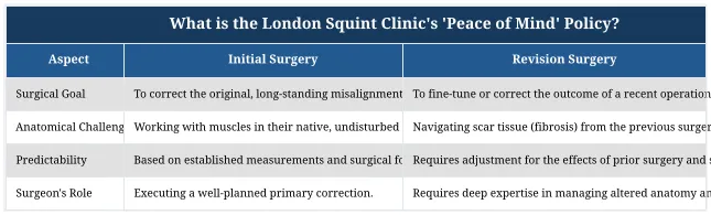 What is the London Squint Clinic's 'Peace of Mind' Policy?