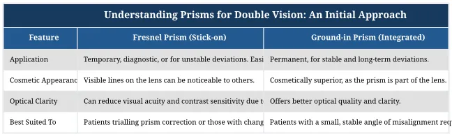 Understanding Prisms for Double Vision: An Initial Approach